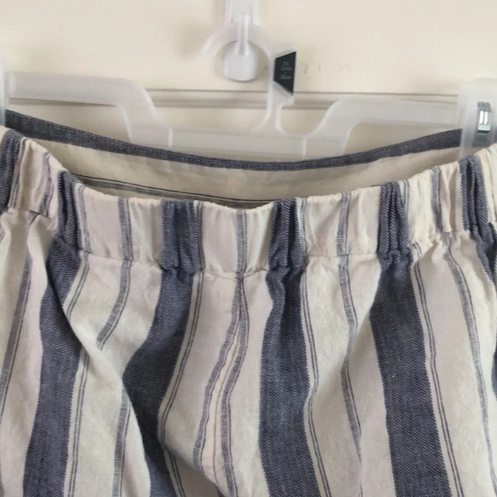 Madewell linen blend blue and white striped pants - Picture 3 of 4